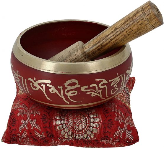 Tibetan Singing Bowl Meditation Red Art Buddhist Décor 4 Inch