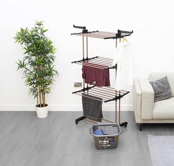 Tower T873004RGB Rose Gold 3 Tier Airer, Foldable Design, Non Slip Feet, 16 m Drying Space, Steel - Image 3