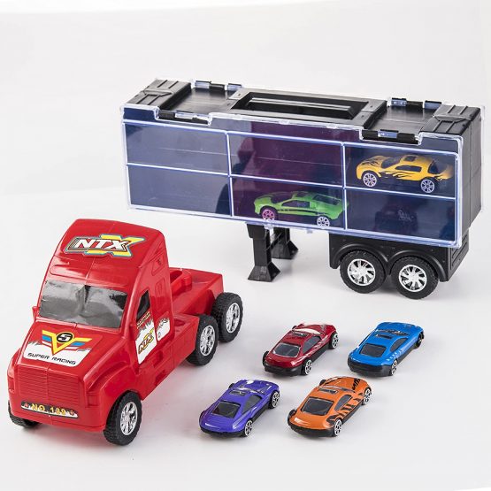 Prextex 15" Carrier Truck Toy Car Transporter Includes 6 Metal Cars Toy For Boys Great For Boys - Image 4