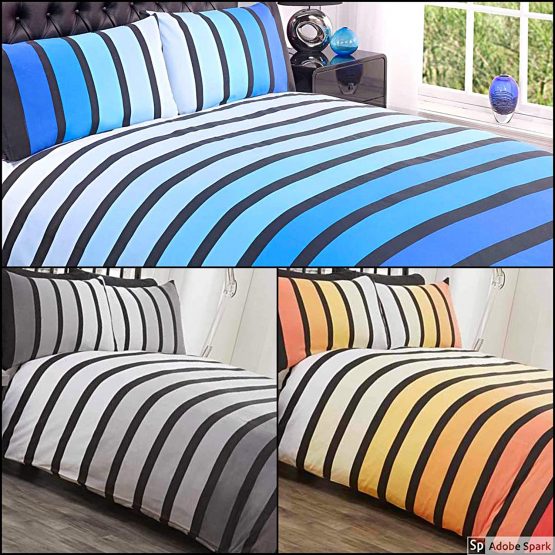 Soho Black Stripe Duvet Cover Quilt Bedding Set, Black White Grey, Single by Rapport - Image 2
