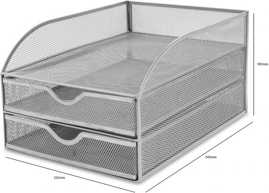 OSCO Wiremesh 2 Drawer Papersorter - Silver - Image 4