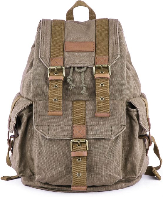 Gootium 21101 Specially High Density Thick Canvas Backpack Rucksack, Army Green, Small