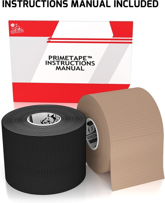 Nordic Lifting Kinesiology Tape (2-Pack) PrimeTape - Pro Sports & Athletic Taping for Knee, Shin Splints, Shoulder and Muscle - 2" X 16.4' per Roll Uncut - Orthopedic Therapy Method - by trade; - Image 2