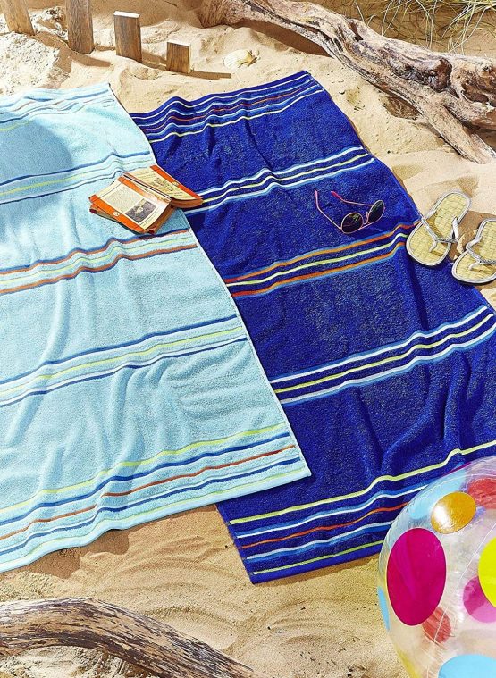 Catherine Lansfield Rainbow Pair Beach Towels Blue