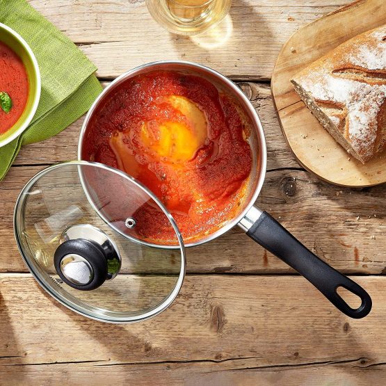 Judge Vista JJA2A Stainless Steel Set of Pans, 3-Piece Set, 14cm,16cm &18cm Saucepans, Classic Curved Shape, Vented Glass Lids, Induction Ready, Oven Safe, 25 Year Guarantee - Image 2