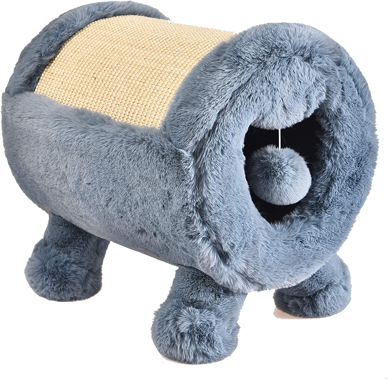 Dehner Premium Lovely 4361952 Cat Scratching and Cuddly Cave Diameter 30 cm Approx. 40 x 37 cm, plush/sisal, blue/beige, blue/beige