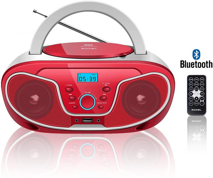 Roxel RCDS70BT Portable Boombox CD Player with Bluetooth, Remote