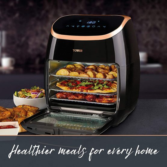 Tower Xpress Pro T17039RGB Vortx 5-in-1 Digital Air Fryer Oven with Rapid Air Circulation, 60-Minute Timer, 11 L, 2000 W, Black and Rose Gold - Image 2