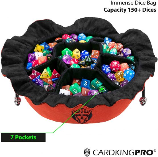 Immense Dice Bags with Pockets - Burnt Orange - Capacity 150+ Dice - Great for Dice Hoarders - by CardKingPro [Patented Design] - Image 3
