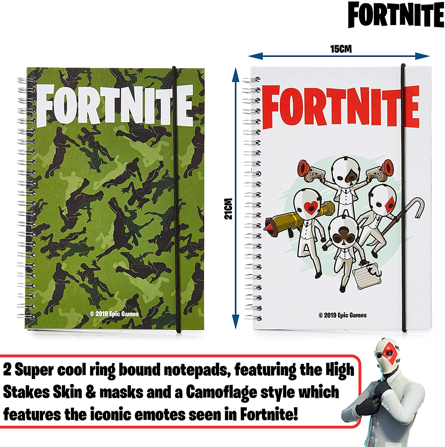 Fortnite Stationery Set for Boys, Set of 4 Hardback A5 Notebook