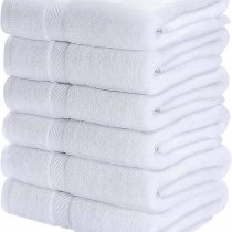 Utopia Towels - Premium 100 % Cotton White Small Bath Towel Set (6 Pack, 56 x 112 Centimetres) - Lightweight, High Absorbency - Multipurpose Quick Drying Pool Gym White Towel Set