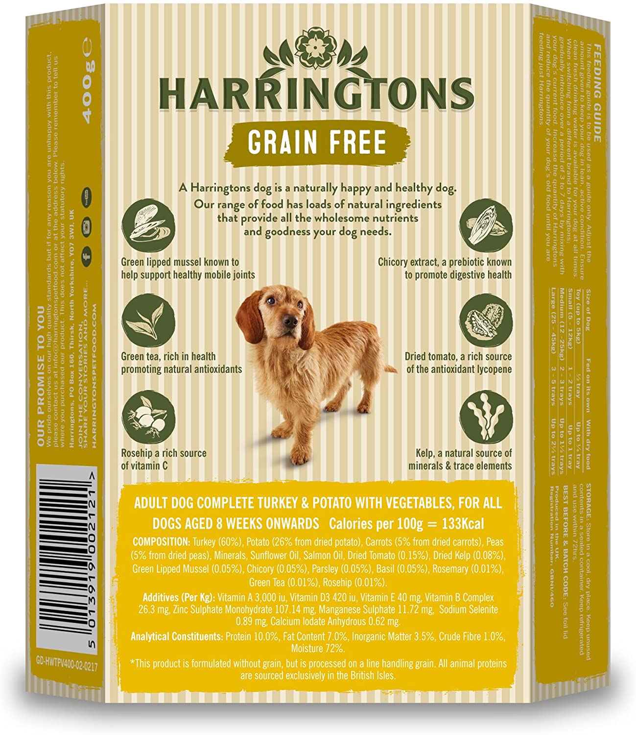 Harringtons Complete Wet Tray Grain Free Hypoallergenic Adult Dog Food Turkey & Potato 8x400g - Made with All Natural Ingredients - Image 4