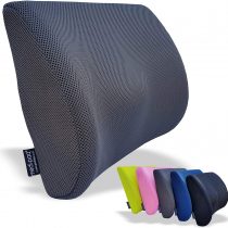 Medipaq - '3D' Mesh Orthopaedic Memory Foam Lumbar Support Cushion - with Air Circulation - Reduce Back Ache, Improve Posture [2018 Updated Version - Now with Adjustable Elastic Strap]