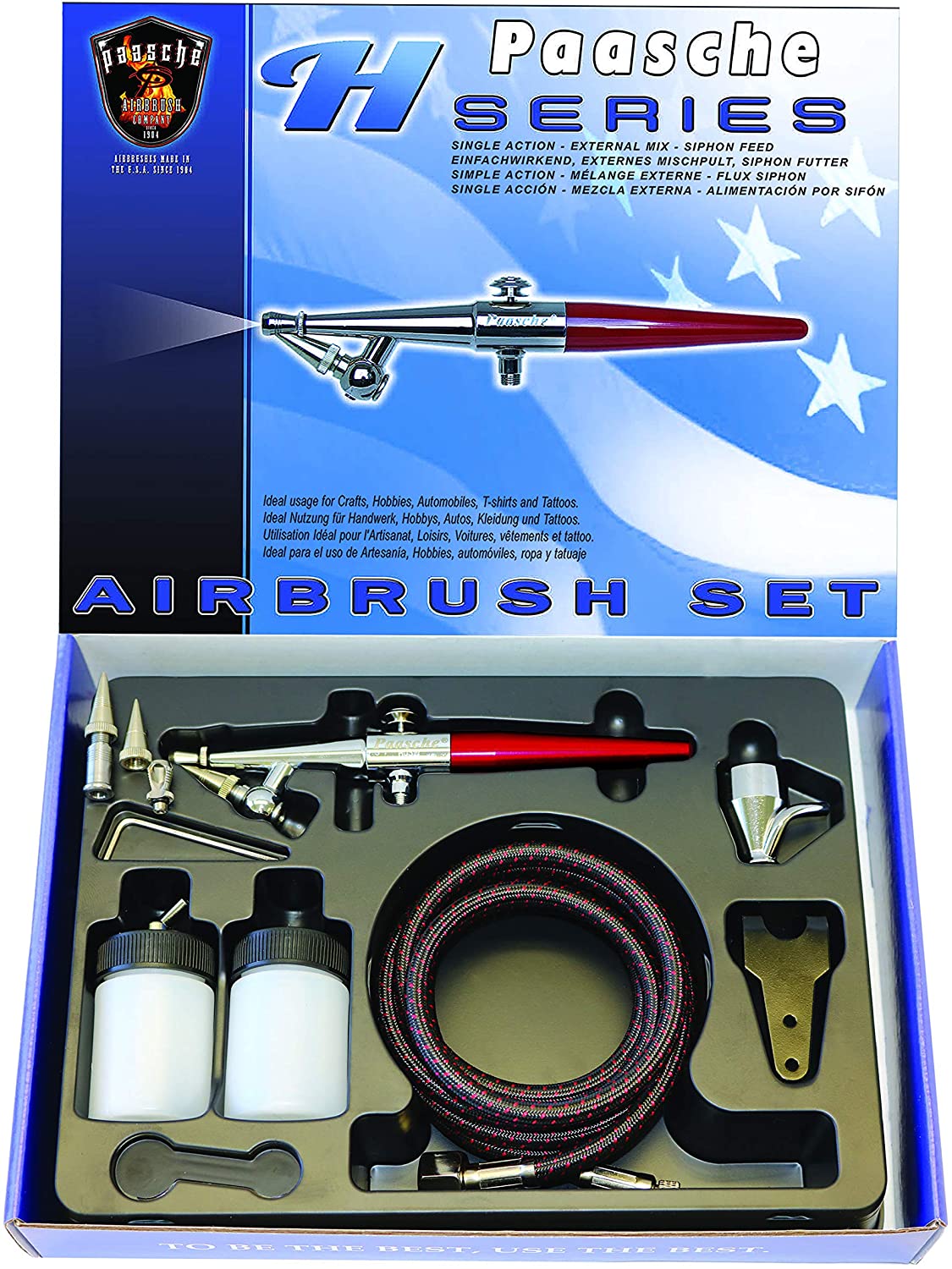 Paasche Airbrush Single Action Siphon Feed Airbrush Set, Multi-Colour, 26.035 x 19.05 x 4.4450000000000003 cm