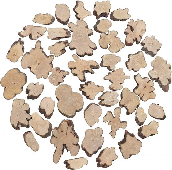 Kurtzy Natural Unfinished Wood Slice Chips (500g Pack) - Sizes Ranging from 2 - 5.5cm - Wooden Log Slices with Bark and No Hole - For DIY Arts & Crafts, Christmas Ornaments & Wedding Decorations - Image 4