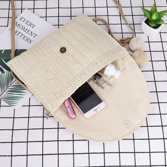 Straw Clutch Purse Bag Women Straw Woven Handbag Envelope Shoulder Bag for Evening Party, Rattan Beach Tote Boho Style Summer Beach Wallet for Ladies - Image 2