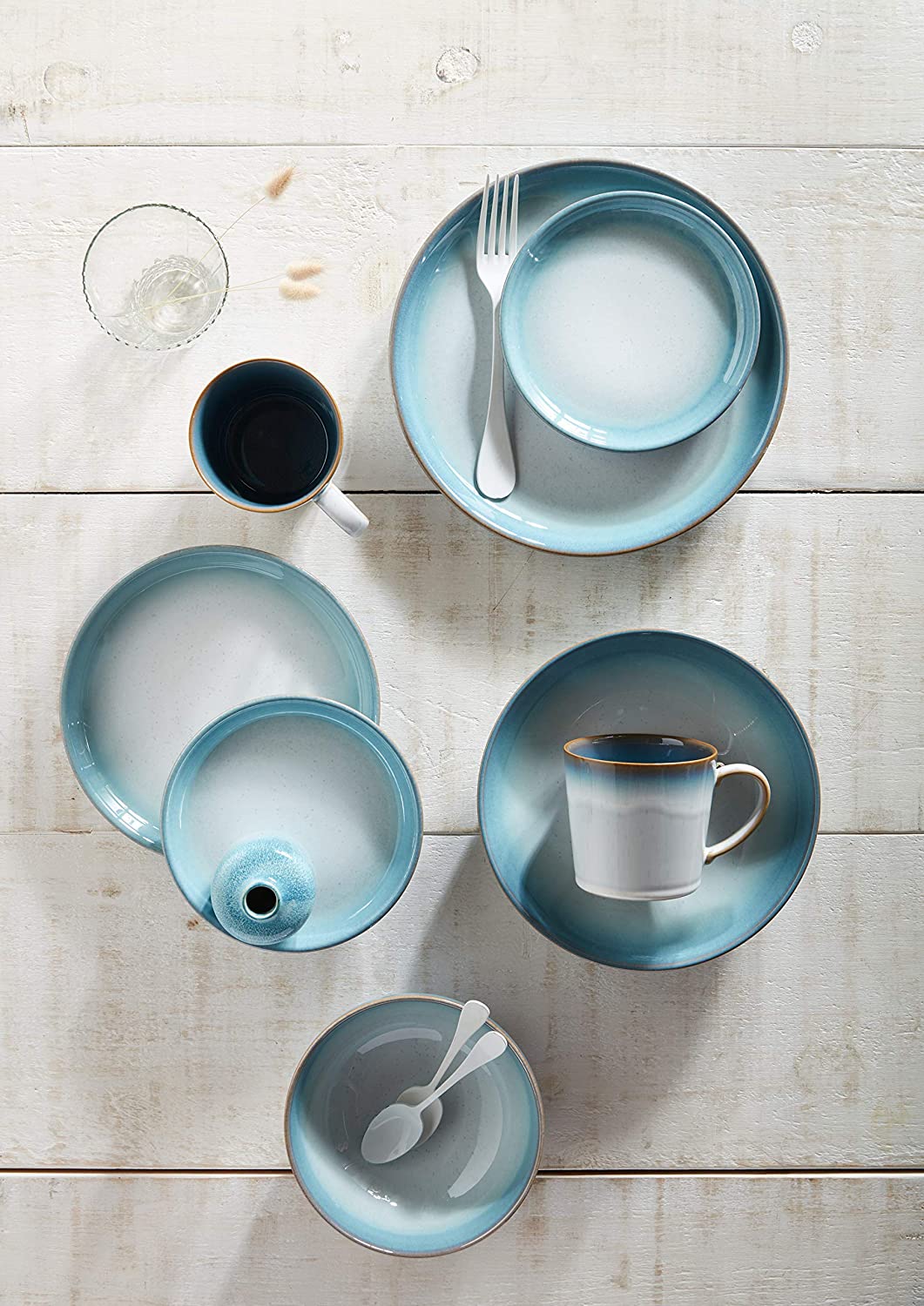 Denby, Azure Haze Blue Coupe Medium Plates Set of 4, Stoneware Ceramic Plates for Everyday Use, Dishwasher, Oven, Microwave - Image 2