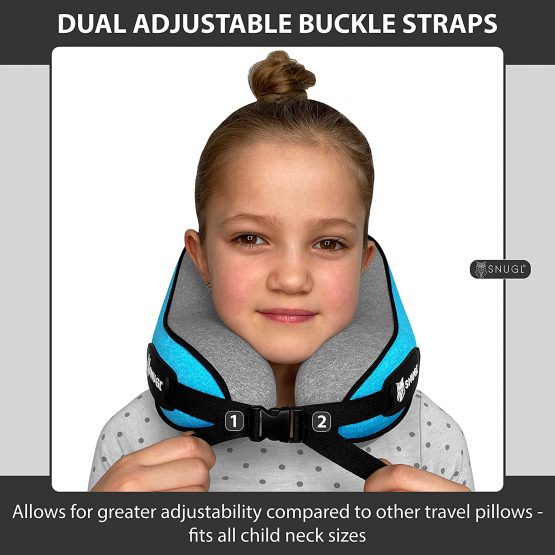 SNUGL Travel Pillow for Kids - Premium Ergonomic Design Memory Foam Cushion - Head, Neck & Chin Support for Airplane, Train or Car - Travel Bag with Carabiner Clip Included (Lilac Purple) - Image 2