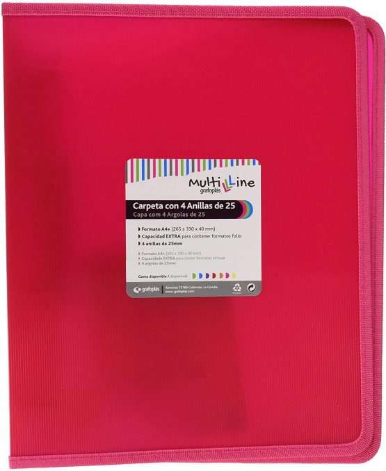 grafoplas 30121454 – Folder with Rings, Fuchsia, A4