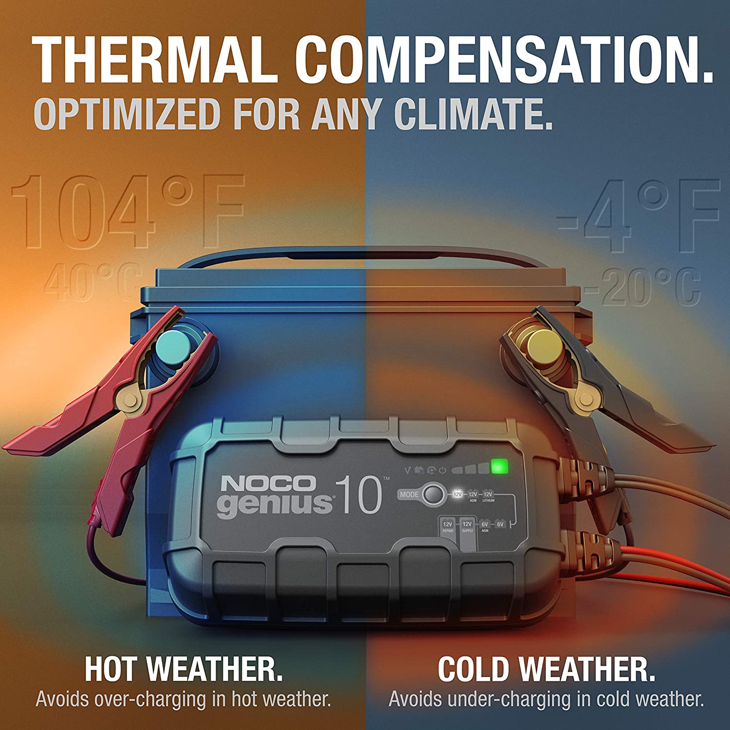NOCO GENIUS10: 10A 6V/12V Smart Battery Charger, Automatic Maintainer - Image 4