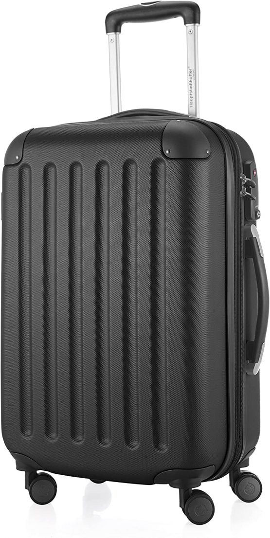 HAUPTSTADTKOFFER - Spree - Carry on luggage Suitcase Hardside Spinner Trolley Expandable 55 cm TSA, Black