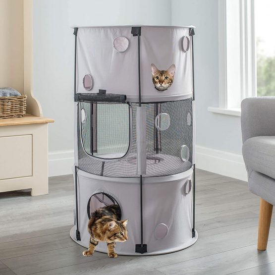 WeRChristmas Foldable Cat Playing House - Light Grey - Image 2