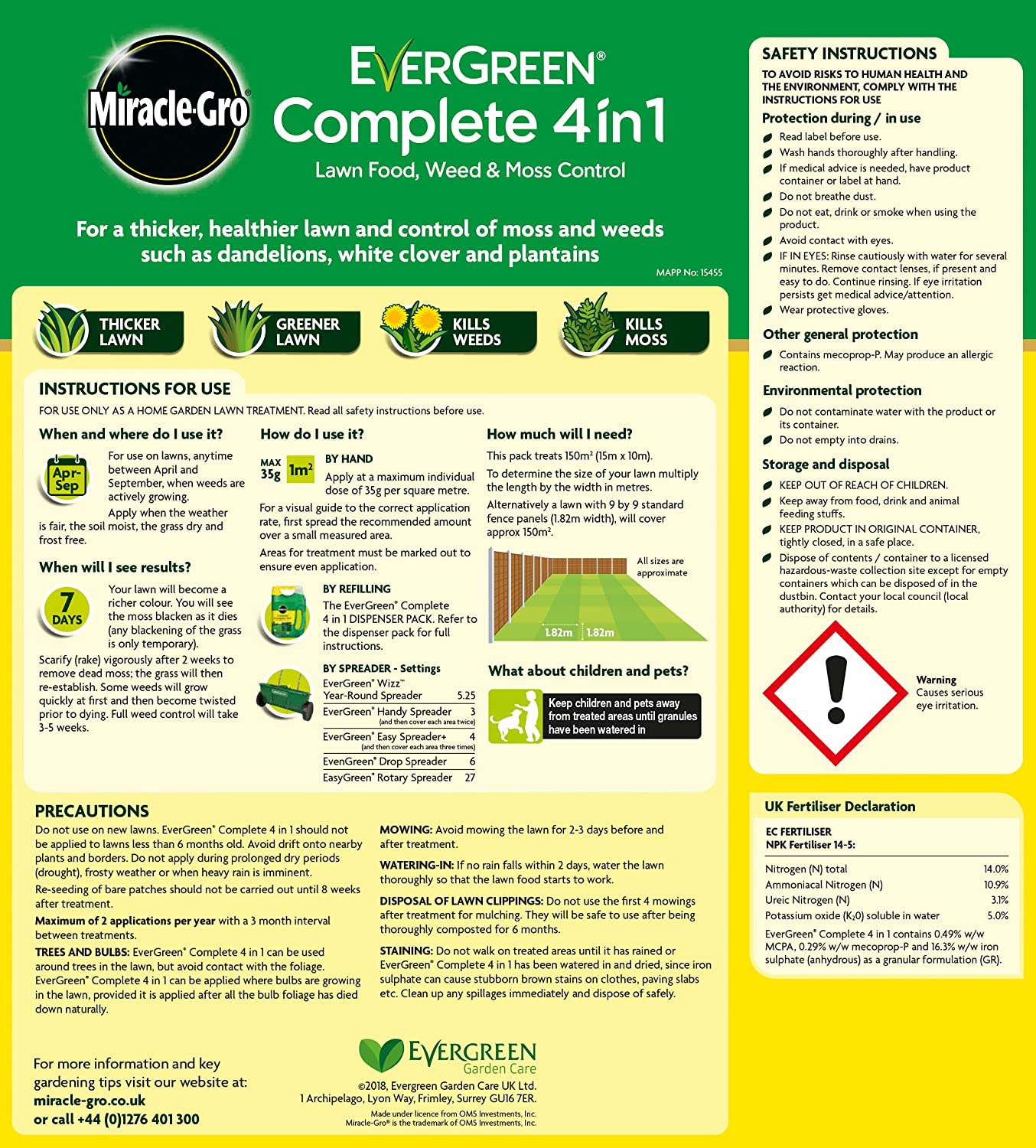 Miracle-Gro Evergreen Complete 4 in 1 Lawn Food-150 m2 (New 'Easy Carry' Bag), Lawn food, Weed & Moss Control - Image 3