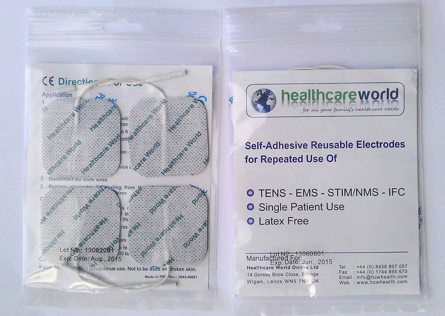 Healthcare World TENS Electrode Pads Pack of 40, 5x5cm Self-Adhesive Reusable Pads for TENS Machine EMS Therapy, Pain Relief - Image 3