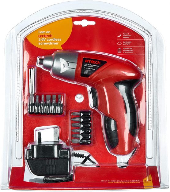 Amtech V2565 3.6V NiMh Cordless Screwdriver Kit, 3.6 V, Multi-Colour - Image 3