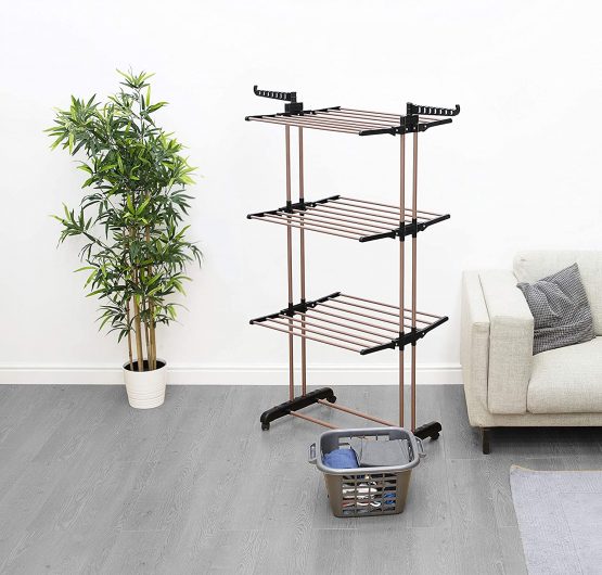 Tower T873004RGB Rose Gold 3 Tier Airer, Foldable Design, Non Slip Feet, 16 m Drying Space, Steel - Image 2