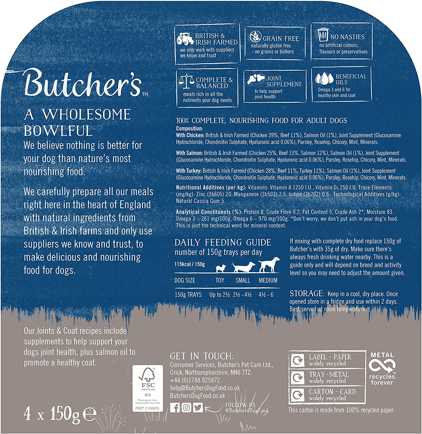 Butcher's Joints & Coat Wet Dog Food Trays Variety Pack, 3.6 kg (24 x 150 g), Joint & Coat, 1 count (Pack of 24) - Image 4