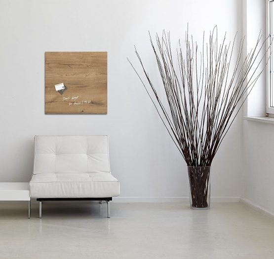 sigel GL254 Magnetic Glass Board / Magnetic Pinboard, 48 x 48 cm, design Natural Wood - Artverum - Image 2