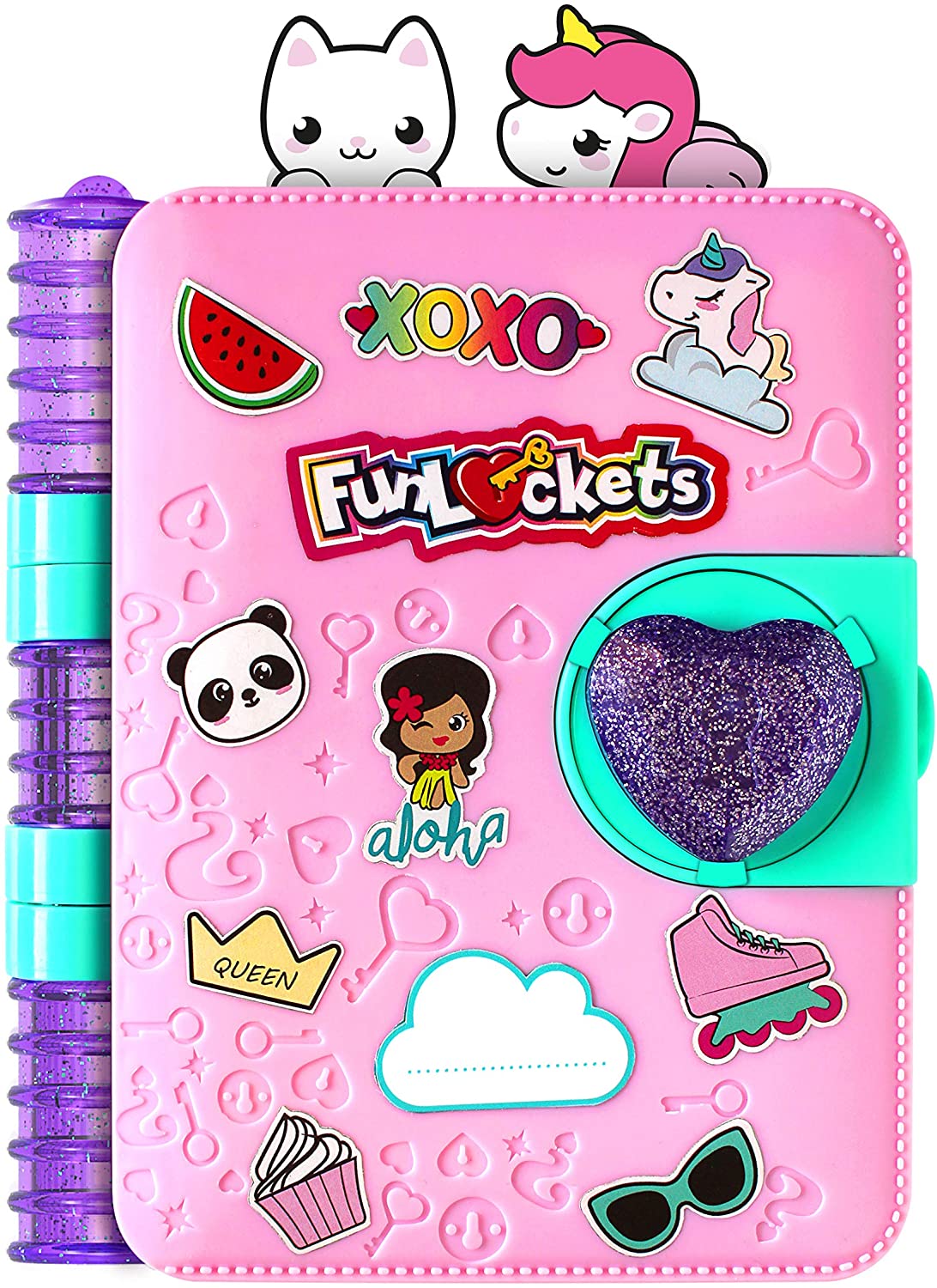 FUNLOCKETS Secret Diary with over 30 surprises and accessories, Pink