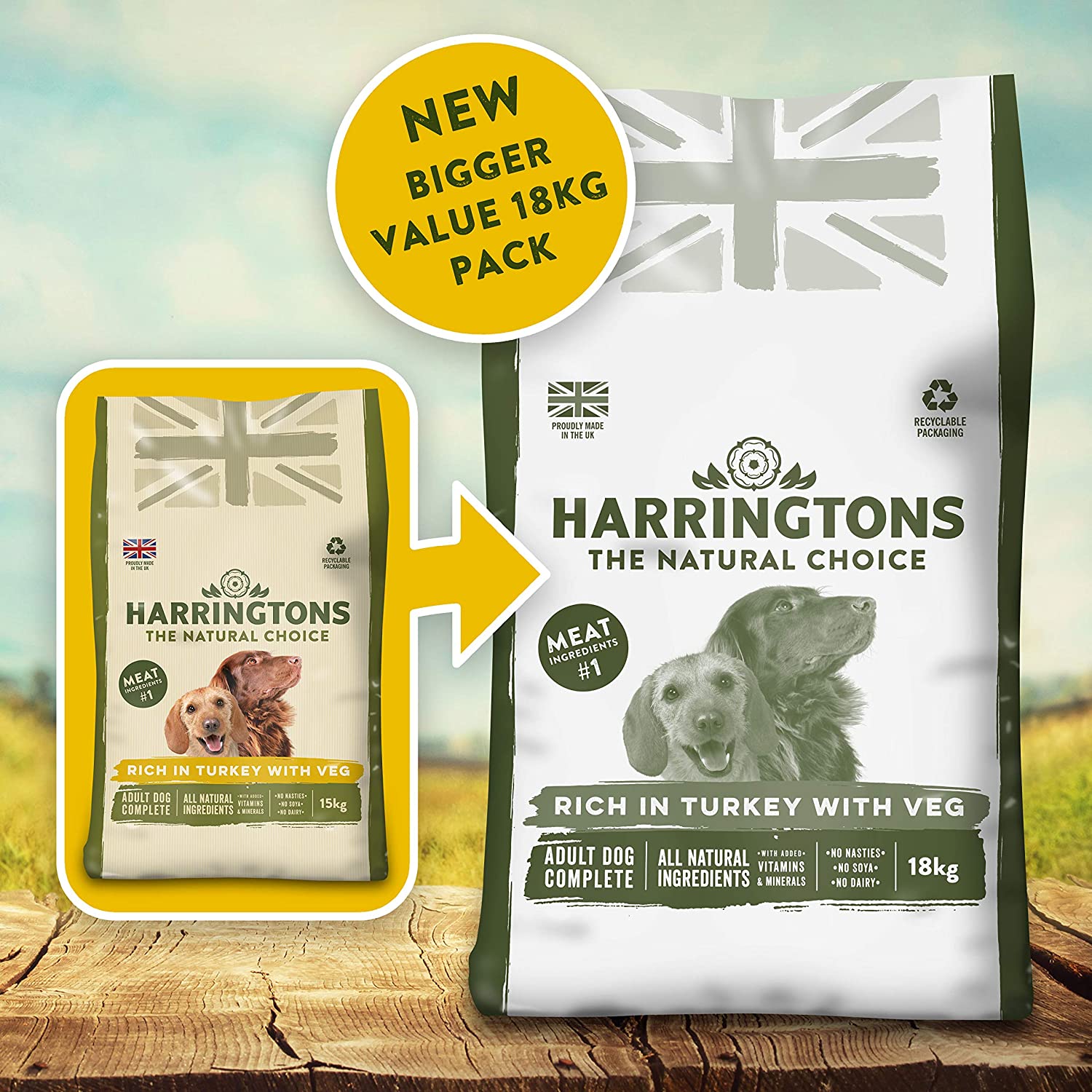 Harringtons Complete Dry Adult Dog Food Turkey & Veg 18kg - Made with All Natural Ingredients (Packaging may vary)