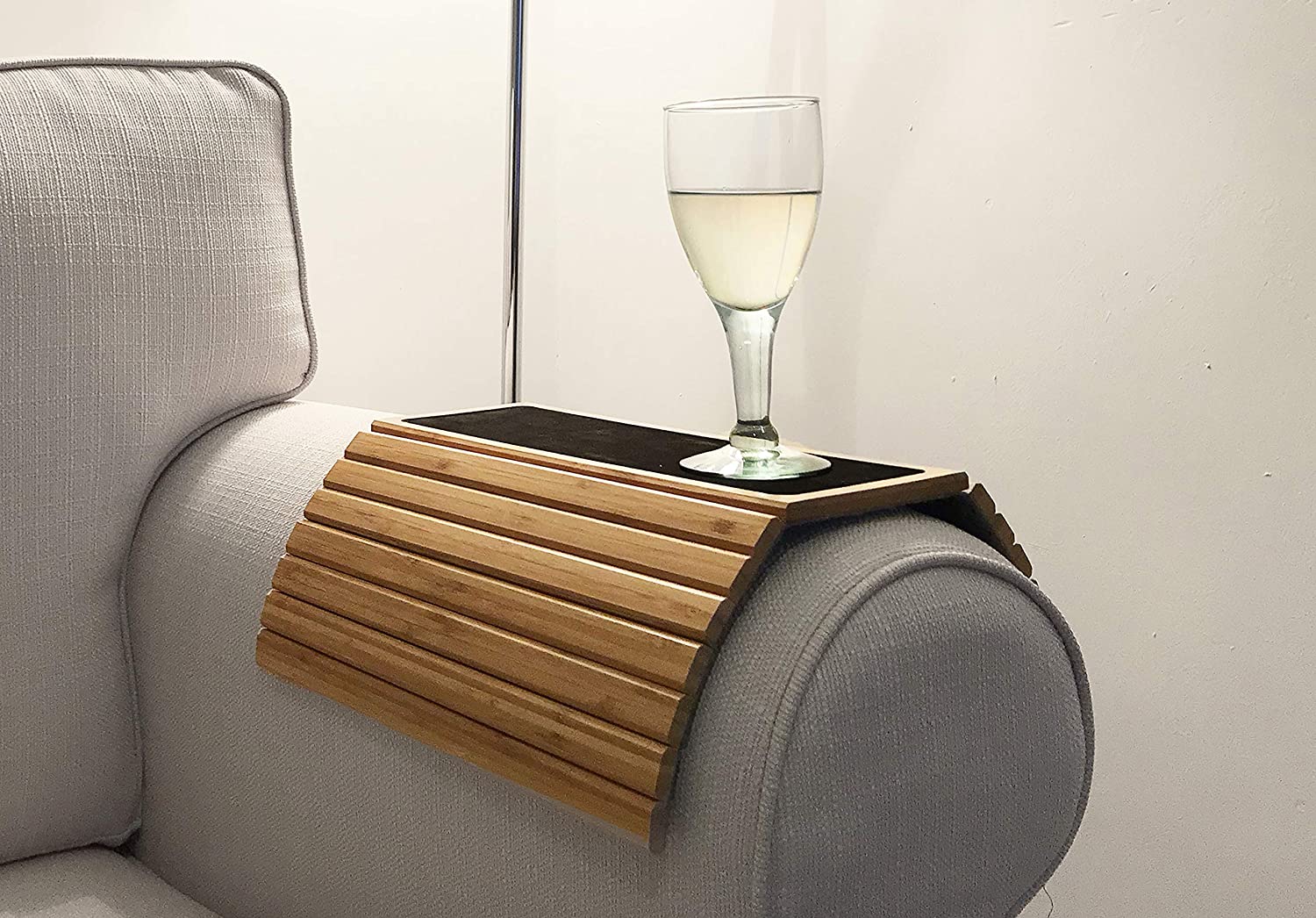 En Route Bamboo Arm Tray Table, Brown, 41.5 cm x 34 cm x 1 cm