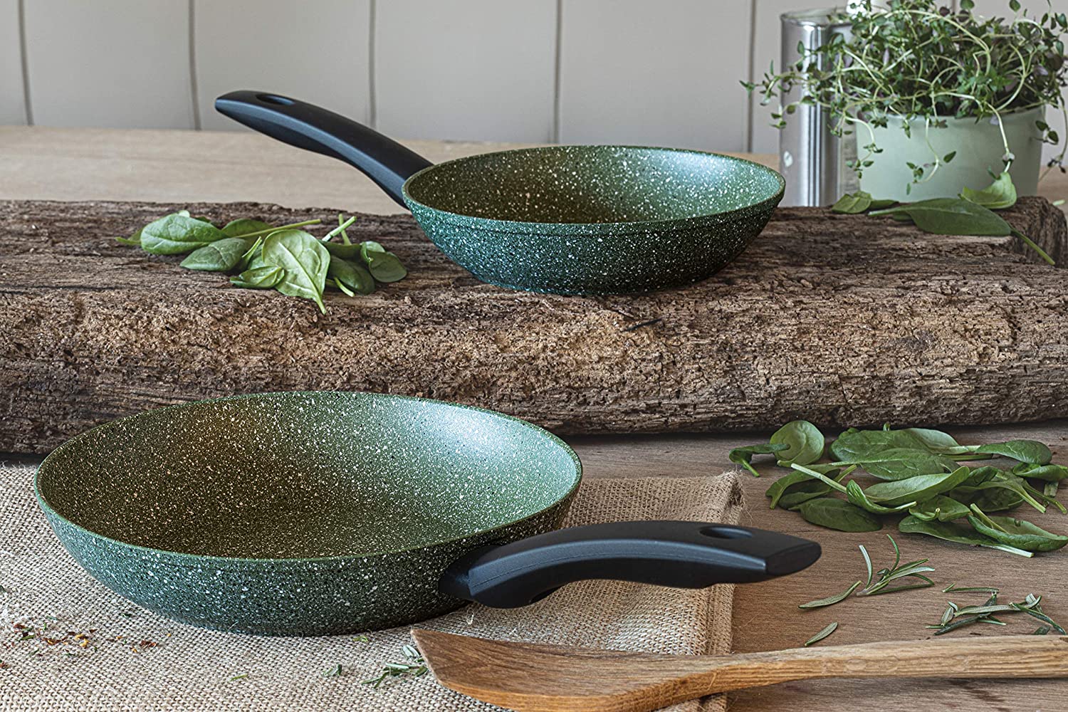 Prestige Eco Non Stick Frying Pan Set Plant Based Non Stick Recycled and Recyclable PFOA