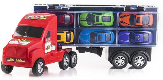 Prextex 15" Carrier Truck Toy Car Transporter Includes 6 Metal Cars Toy For Boys Great For Boys - Image 3