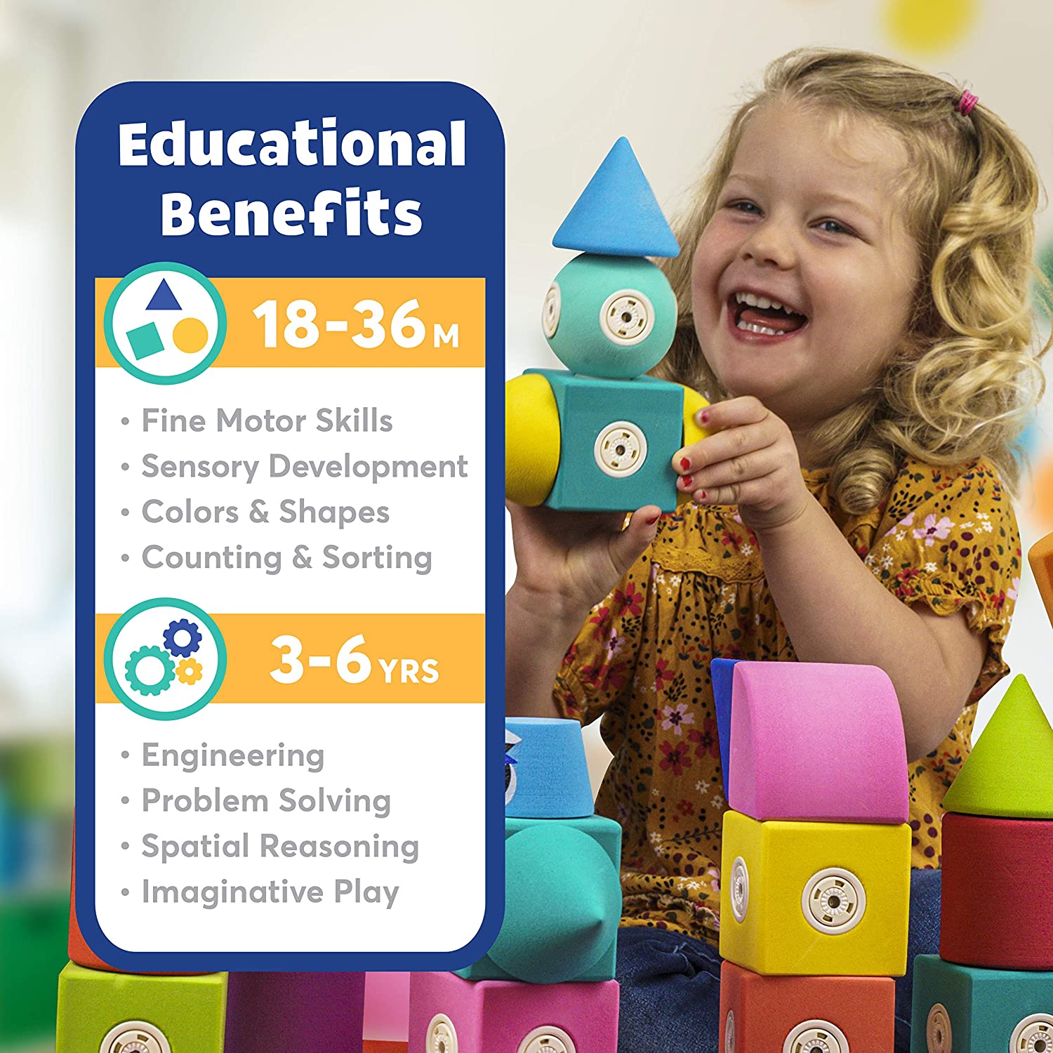 Blockaroo Magnetic Foam Building Blocks, STEM Construction Toy for Girls & Boys - Image 4
