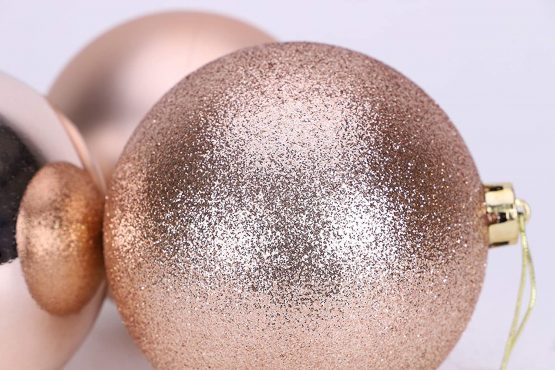 Christmas Concepts® Pack Of 3 - 150mm Extra Large Baubles - Shiny, Matte & Glitter Design - Christmas Decorations (Champagne) - Image 3