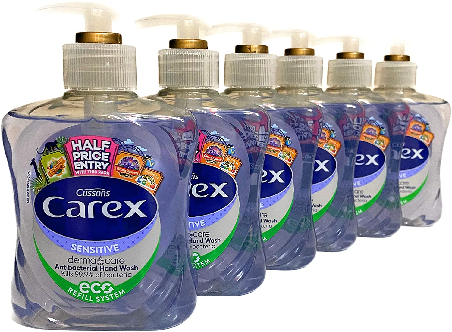 Pack of 6 Carex Sensitive Dermacare Antibacterial Handwash eco refill system 250ml, 250 ml (Pack of 6)