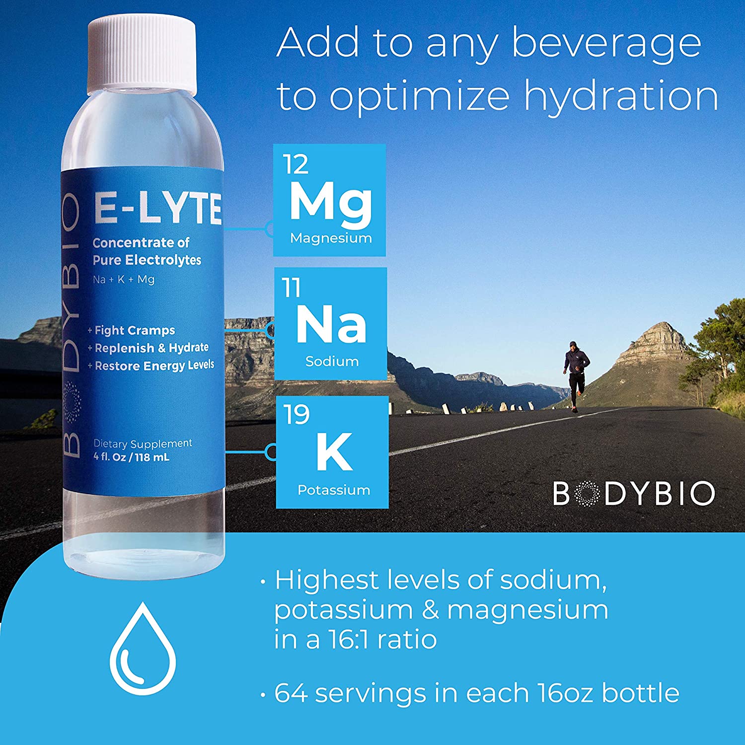BodyBio e-Lyte, Liquid Electrolyte Concentrate for Clean Hydration Energy & Cramp Relief, No Sugar, No Artificial Flavors - Image 3