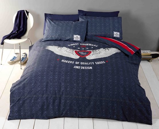 Harley Crest Denim Duvet Cover Set - Double