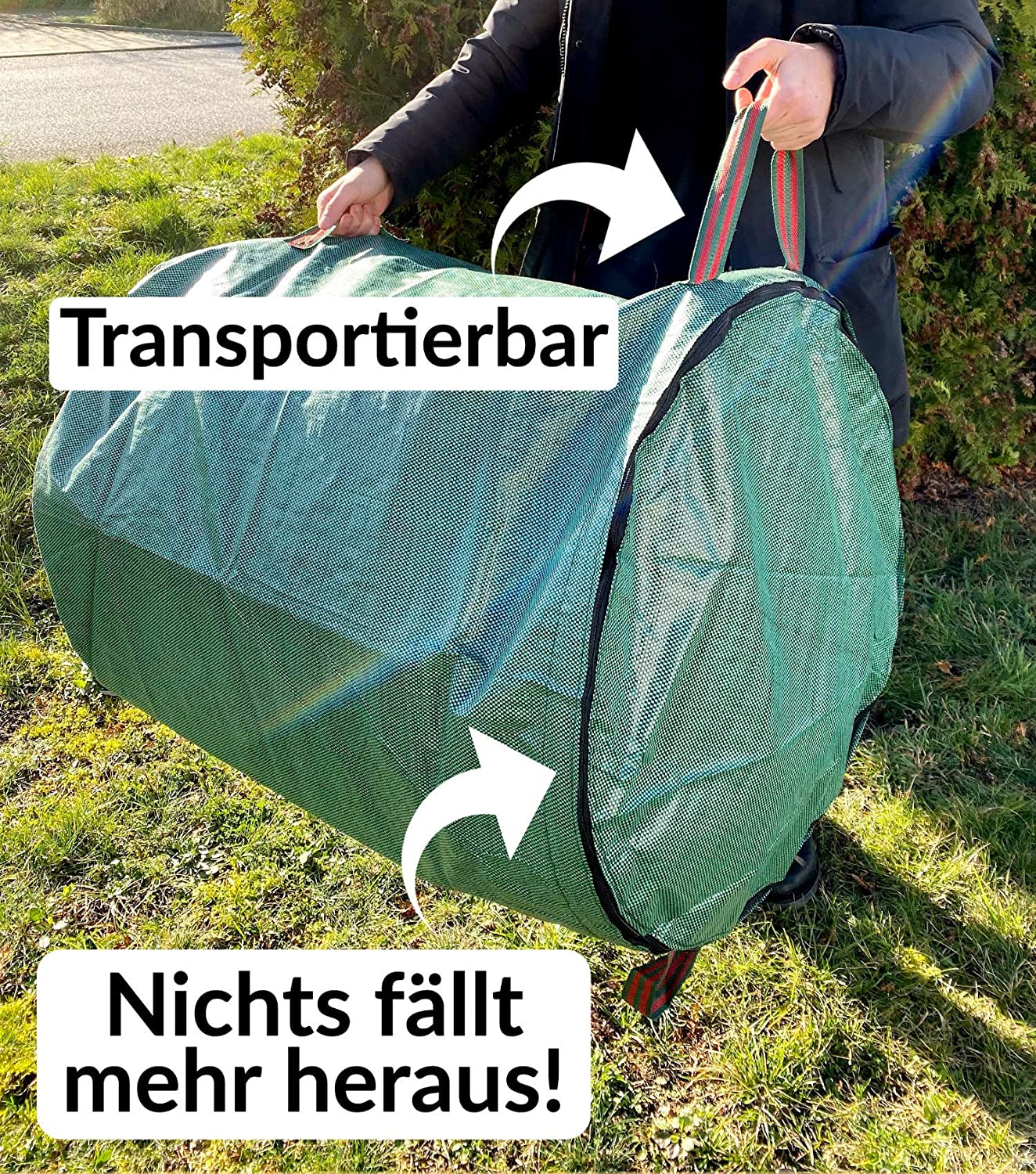 Praknu 2 x Garden Waste Bags with handles & Lid 500L, Reusable Heavy Duty Garden Sacks - Image 4