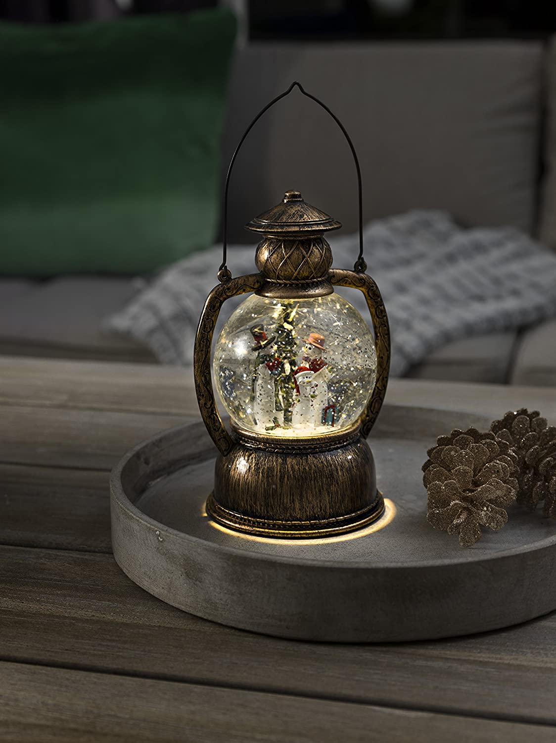 Konstsmide 3498-000 LED Glass Globe Snow Lantern Lamp "Snowman Scene" / For Indoor Use/Battery Operated: 3xAA 1.5V (excl.) / Water Filled/Warm White Diode - Image 3