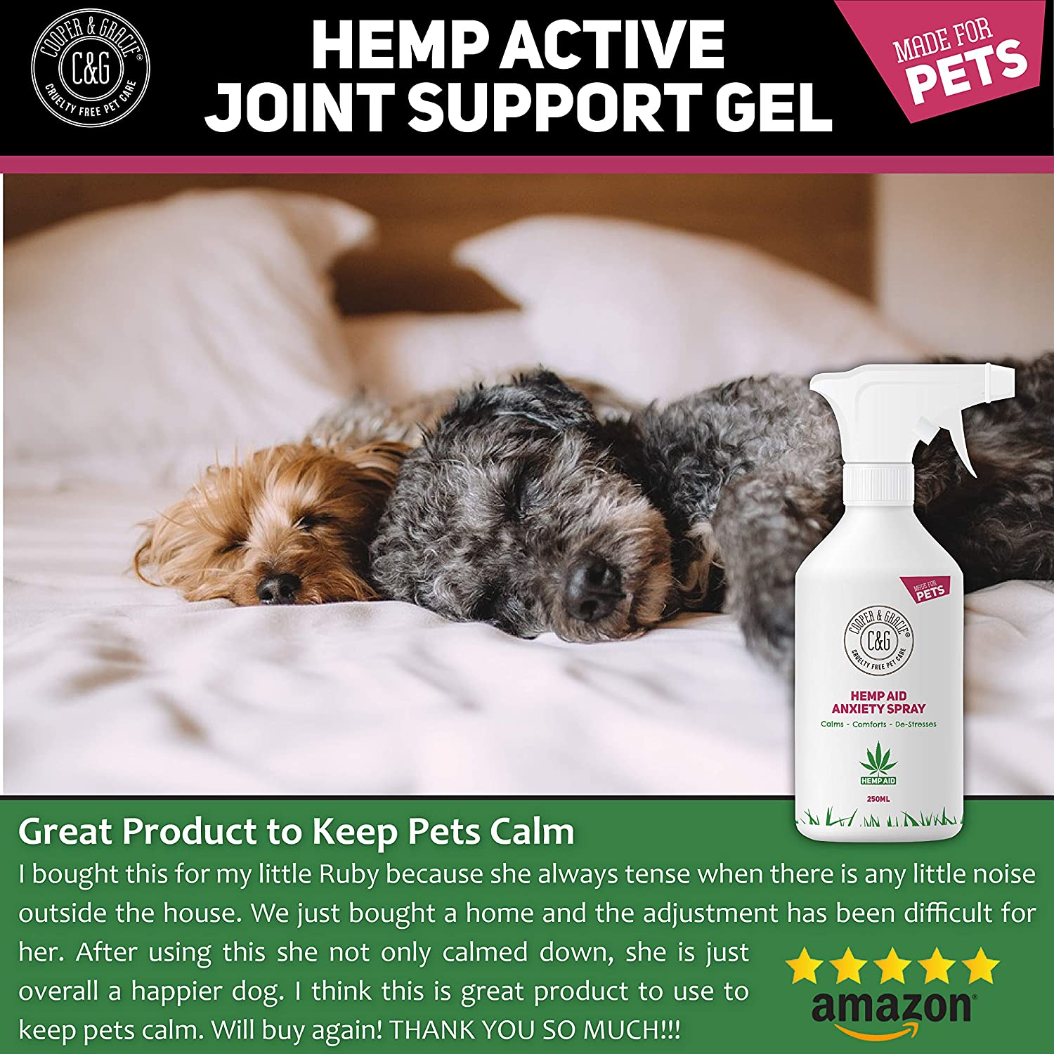 Pet Hemp Aid Anxiety Spray 250ML, White, 250 ml (Pack of 1) - Image 4