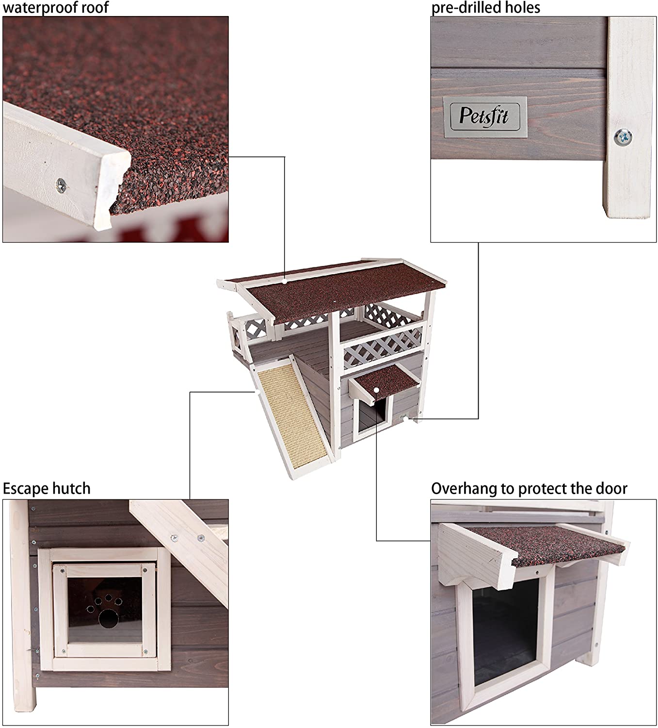 Petsfit Cat Outdoor House Waterproof, Outdoor Cat House, with Scratch Board - Image 3