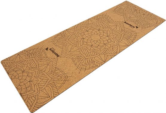 banters Cork Yoga Mat, Eco-Friendly Cork + Natural Rubber, Non-Slip Print, with Carrying Strap