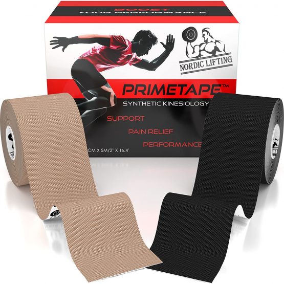 Nordic Lifting Kinesiology Tape (2-Pack) PrimeTape - Pro Sports & Athletic Taping for Knee, Shin Splints, Shoulder and Muscle - 2" X 16.4' per Roll Uncut - Orthopedic Therapy Method - by trade;