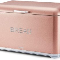 Tower T826014R Kitchen Bread Bin, Glitz Range, Coated Steel with Chrome Accents, Blush Pink, One Size