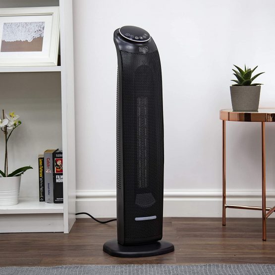 Black + Decker BXSH44005GB Ceramic Tower Fan Heater with 8 Hour Timer and 60° Oscillation, 2.2 kW, Black - Image 4